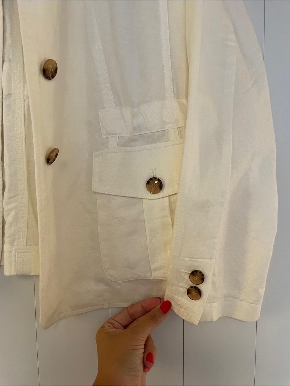 Talbots Cream Button-Front Utility Blazer - Picture 3 of 5